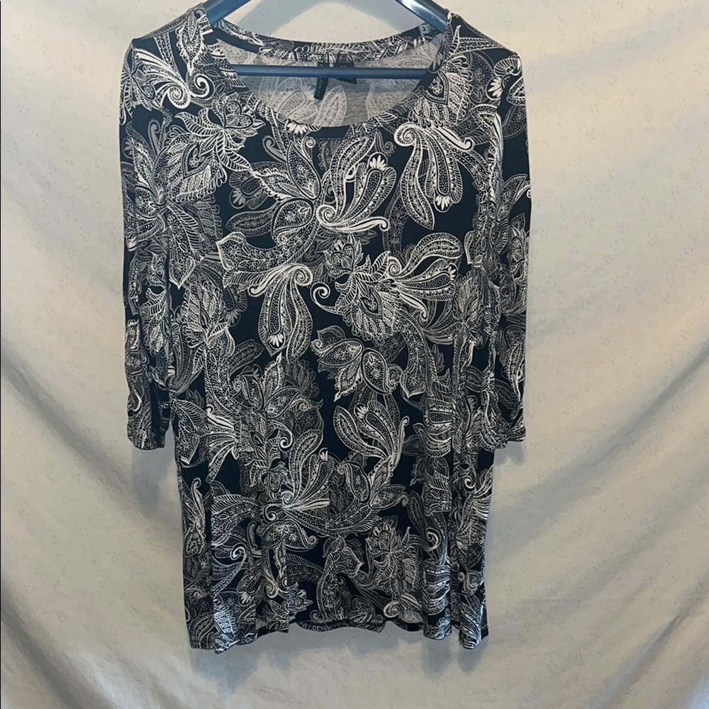 Cynthia Rowley Black and White Paisley Tunic